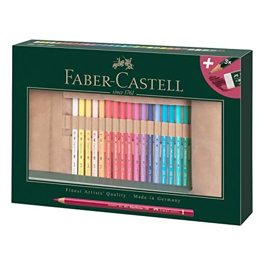 Faber-Castell 110030 - Rotulador policromático policromo, juego de 30 unidades, con rodillo de piel sintética y accesorios, impermeable, irrompible, para profesionales y aficionados