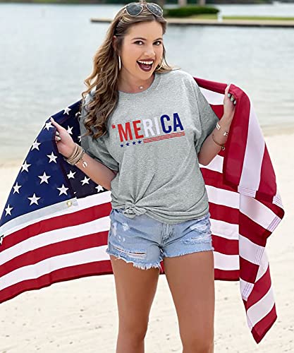 Merica Shirt For Women American Flag Tee Shirts Short Sleeve 4Th Of July Patriotic Shirts Tops #TOP1