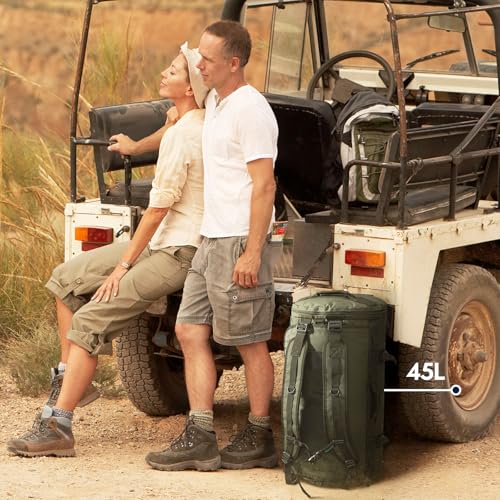 Haimont 45L Gym Duffle Backpack Bag Convertible Travel Duffle with Shoes Compartment for Men Women with Straps, Water-resistant, Army Green - Image 3