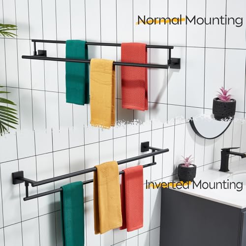 KOKOSIRI Bathroom Towel Bars 36-Inch Double Towel Rails Matte Black Towel Holder Overlength for Kitchen Toilet Stainless Steel B5009BK-L36 by KOKOSIRI - Image 4