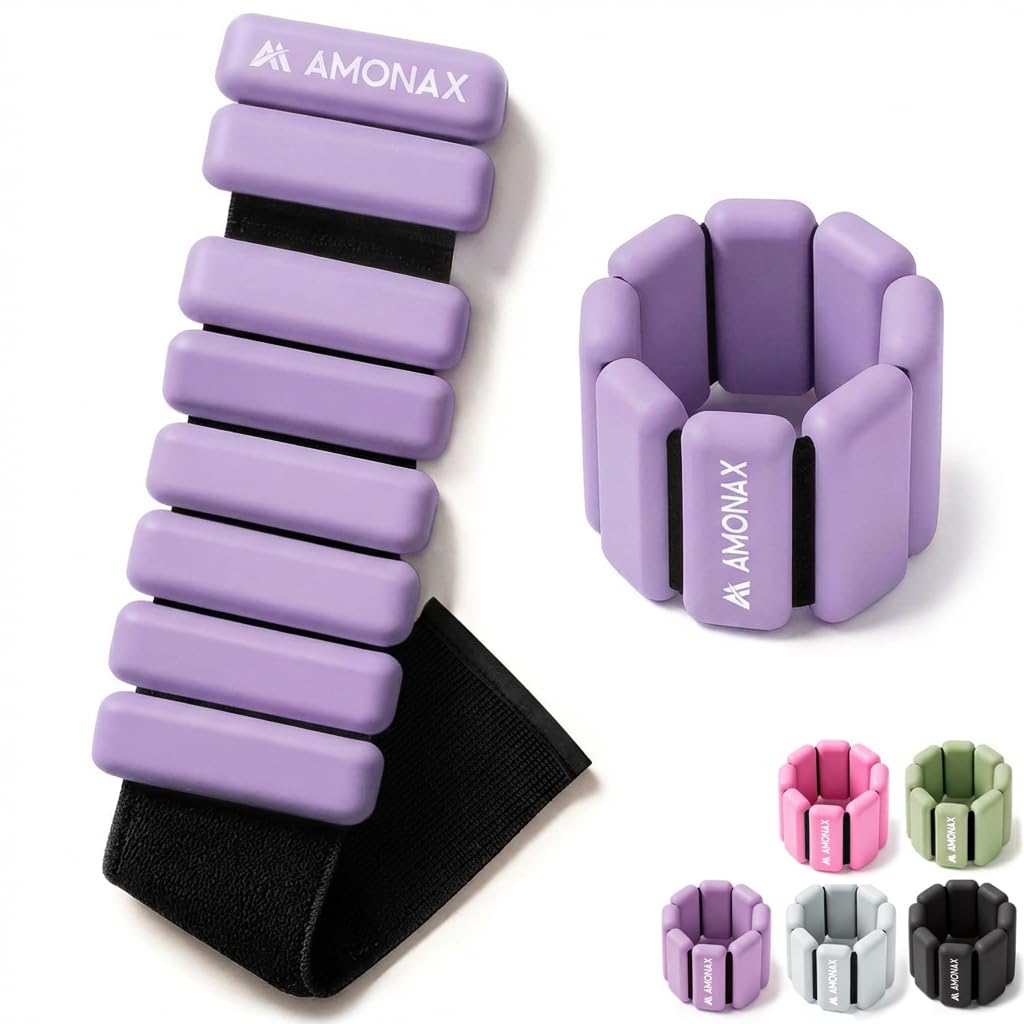 Amonax Adjustable Ankle and Wrist Weights Set, Fitness Leg Weights for Women Men, 1lb/2lb Pair for Strength Training, Pilates Weights Running Swimming Weights, Hand Arm Weights for Yoga, Dance