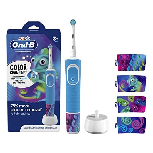 Oral-B Kid's Electric Rechargeable Toothbrush with Charger, Featuring Extra Soft Color Changing Bristles, for Ages 3
