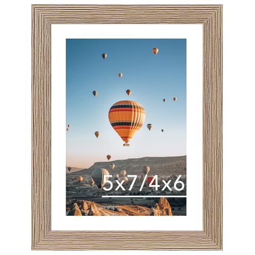 Image of JCJMY 5x7 Picture Frame with 4x6 Mat for Wall Hanging or Tabletop, Display Photo 4x6 with Mat or 5x7 Without Mat, 5 by 7 Wall Gallery Poster Photo Frame with Shatter Resistant Plexiglass,Rustic Brown