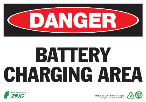 Panneau Danger Battery Charging Area Zing 1113 pour sécuriser les locaux de charge