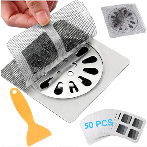 50 Pack Square Disposable Shower Drain Hair Catcher Stickers