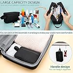 Travel Toiletry Bag for Women and Men, Water-resistant Shaving Bag for Toiletries Accessories, Foldable Storage Bags with Divider and Handle for Cosmetics Toiletries Brushes Tools, Black, 8.6L×3.1W×