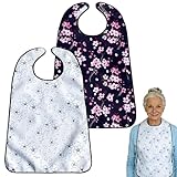 2 Stück Lätzchen für Erwachsene - Schlabberlatz für Erwachsenen, Latz für Senioren Mehrweg Waschbar Verstellbare Wasserdichte Unisex Kleiderschutz Latz für Senioren ältere und behinderte Menschen