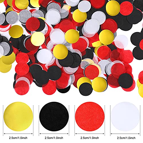 Image of TecUnite Black White Red Gold Confetti Round Tissue Paper Table Confetti Dots for Wedding Birthday Party Decoration Arts Craft DIY Scrapbooking, 1.76 oz (2.5 cm)