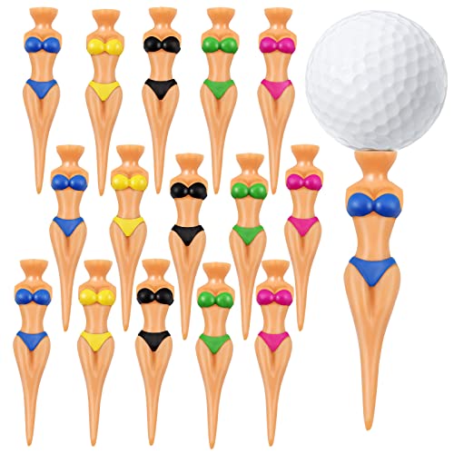OZNEWLIFE 15 Stücke Golf Zubehör 76 mm Funny Golf Tees Lady Bikini Girl Golf Tees Mehrfarbig Kunststoff Pin-Up Golf Tees Professionelle Golf Üben für Golfer Cover