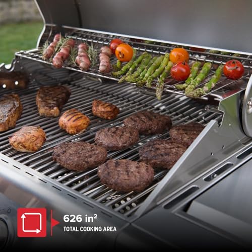 Image of Nexgrill 4-Burner Propane Gas Grill in Stainless Steel with Side Burner, 60000BTUs, 626 sq. in. Cooking Space, Perfect for Outdoor Cooking & Grilling, Patios, BBQ, Backyards, Silver, 720-0830H