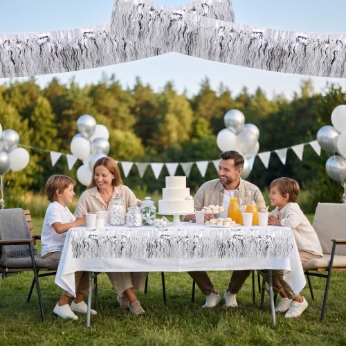Image of BEISHIDA 3 Pack Silver Wavy Foil Fringe Garland 30ft Tinsel Wall Decor