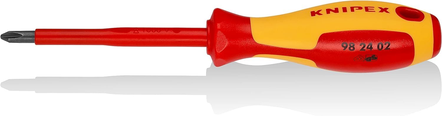 Knipex Screwdriver For Cross Recessed Screws Phillips Burnished, Insulating Multi-Component Handle, Vde-Tested 212 Mm 98 24 02