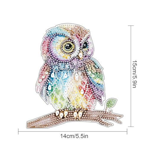 Image of AiYuanzsh Owl Diamond Painting Hanging Pendant Kit, 19 cm, Acrylic, Wall Mount, Mosaic Crafts, Home Decor, Indoor, Unisex
