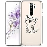 JAWSEU Klar Silikon Hülle für Xiaomi Redmi Note 8 Pro Hülle Schutzhülle,Durchsichtig TPU Silikon Handyhülle Ultra Dünn TPU Bumper Case Stoßfest Schutz Soft Hülle für Xiaomi Redmi Note 8 Pro,Katze