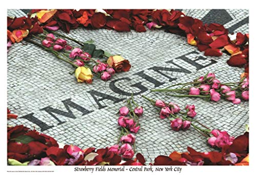 Imagine John Lennon Strawberry Fields Memorial - Central Park New York City By Laura Lo Forti 36X24 Art Print Poster Wall Decor Photograph The Beatles Roses Peace Sign #TOP6