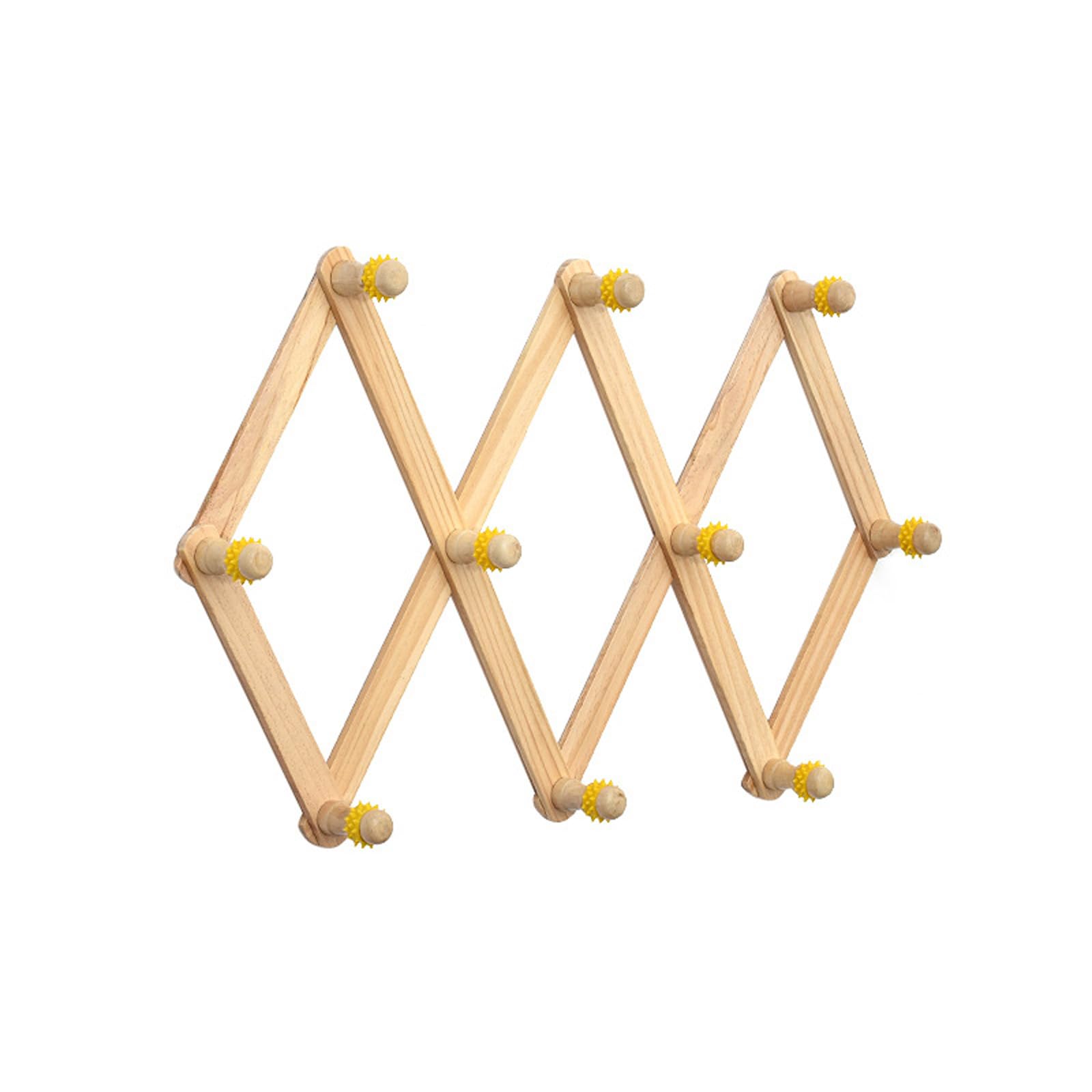 MICFENY Expandable Wooden Coat Rack Wall Mount Hanger with Pegs for Hats and Mugs Space Saving Baseball Caps Organiser