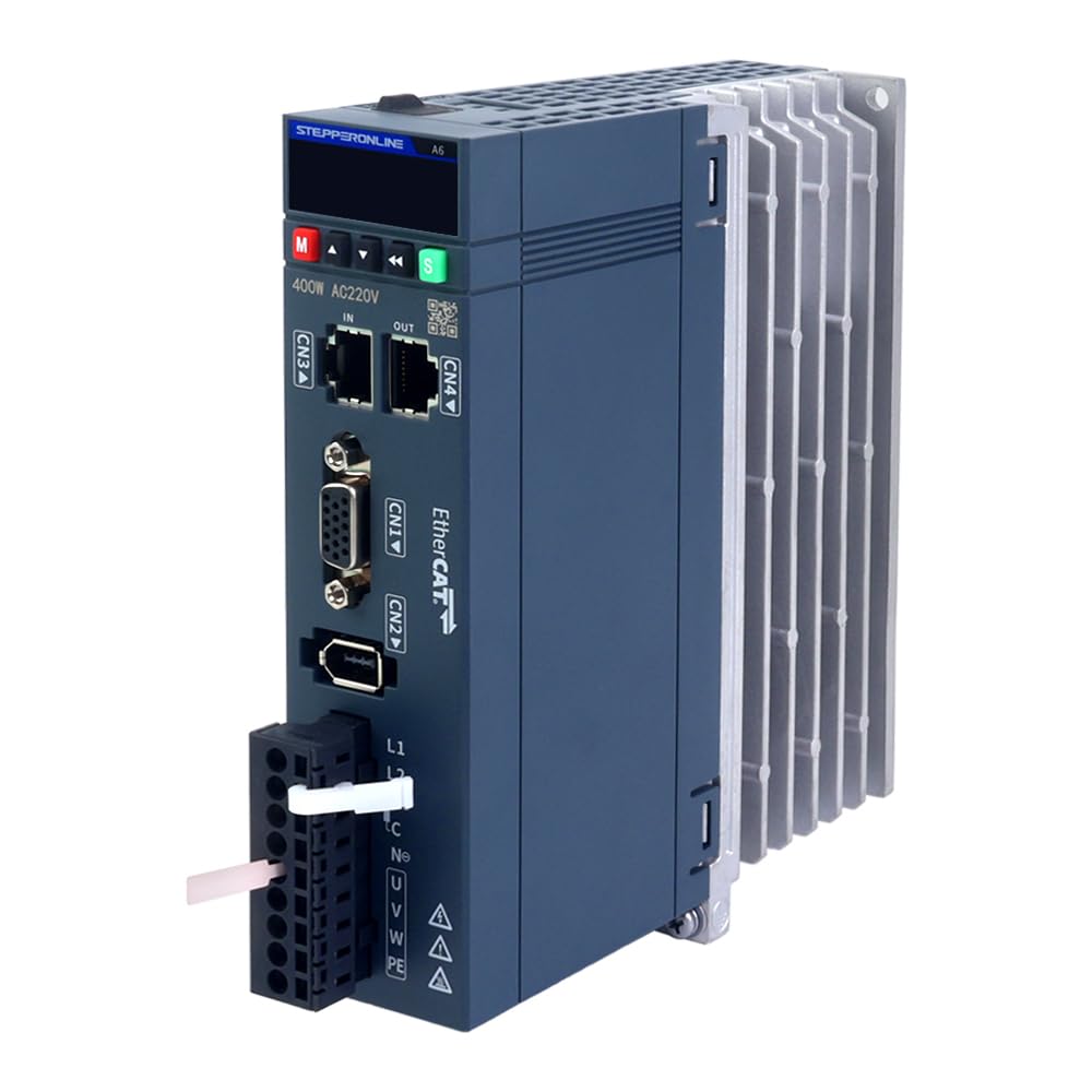 STEPPERONLINE Kit servomotore AC EtherCAT Serie A6 400W Servomotore 3000rpm 1,27Nm 17 Bit Sensore di posizione assoluto IP67 + Driver servomotore AC EtherCAT 400W + Cavo da 3,0M
