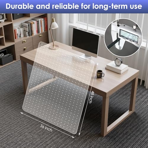 Image of Kuyal Office Chair Mat for Carpet, Clear Heavy Duty Computer Chair Mat | 36''x48'', Under Desk Protector Carpeted Floors Mat, Easy Chair Movement,Ship Flat