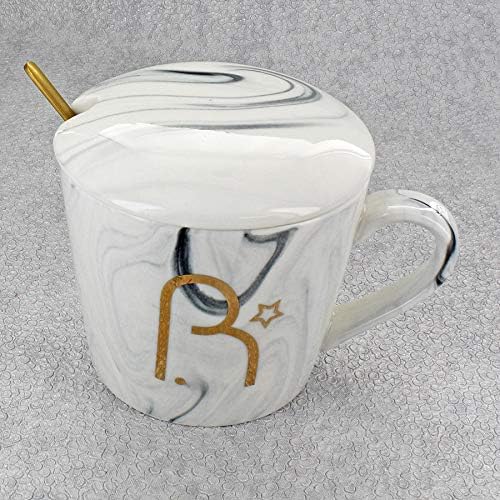 G Decor Alphabet Ceramic Marble Mugs Grey Finish