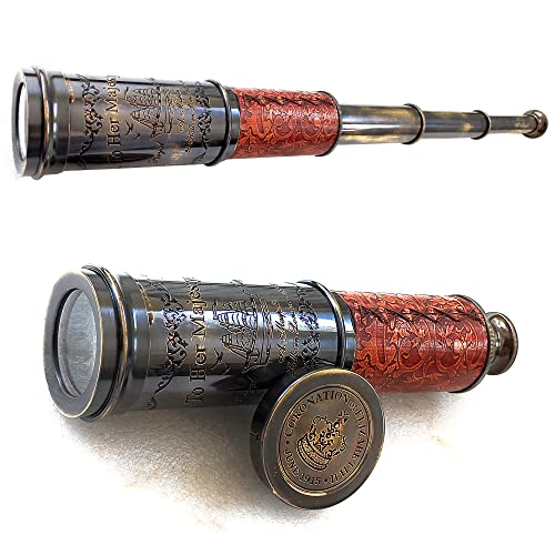 Vintage Spyglass Decorative Telescope - Pirate Style Scope Scout Gift (Her Majesty 20