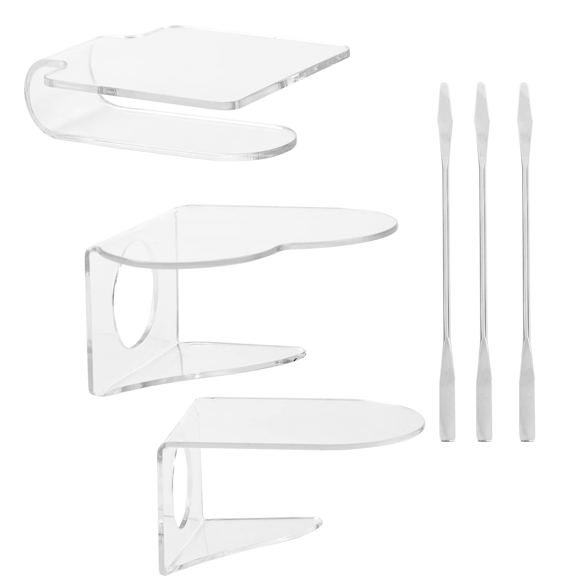 Framendino, 6 in 1 Set Hand Makeup Mixing Palette, Plate for Foundation with Spatula Artist Tool Eye Shadow Nail Art Women