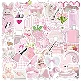 Cute Pink Stickers Pack:There are 50 differen pink aesthetic stickers in each pack;each sticker is custom designed and made ,no repetition;there are in the range of 2-3.5 inches size. Quality Waterproof Stickers:These vinyl stickers use PVC material ...
