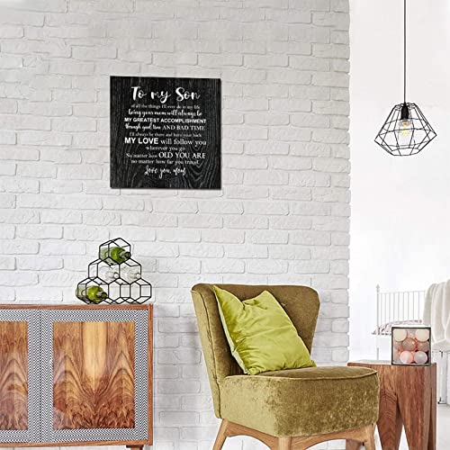Tollyee Wooden Printed Sign With Saying To My Son Decorative Wood Signs Plaques Encouragement Gifts Quote Wood Sign For Home Cabin Front Door Outdoor Decoration 12X12In #TOP7