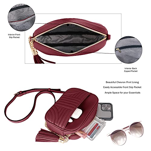 Image of EVVE Quilted Crossbody Bags for Women - Stylish Camera Bag with Tassel - Lightweight Medium Size Shoulder Purse