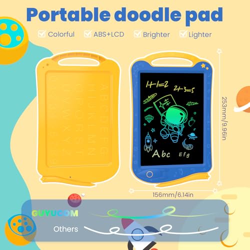 LCD Kids Drawing Tablet, GUYUCOM Colorful Doodle Board for Toddler 3 4 5 6 Years Old, Writing Tablet Bluey Educational Toy Travel Essentials, Christmas Birthday Gift Presents for Boy/Girl(Blue/Yellow)