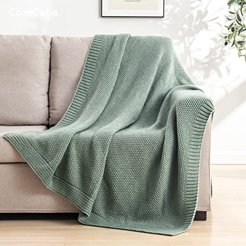 Cozecube Green Throw Blanket For Bed, Soft Cozy Cable Knit Throw Blanket For Twin Bed, Lightweight Warm Decorative Farmhouse Christmas Throw Blanket For Couch Sofa, 60"X80", Sage Green #TOP3