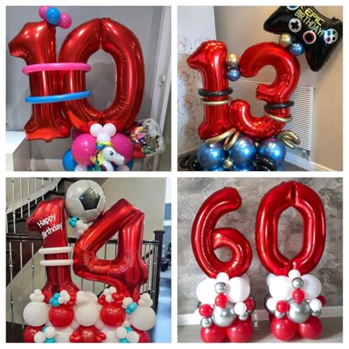 Image of Red 1 Number Balloons,40 Inch 1 Balloons Foil Mylar Helium Big Red 1 Balloon Number for Birthday Party Anniversary Decorations