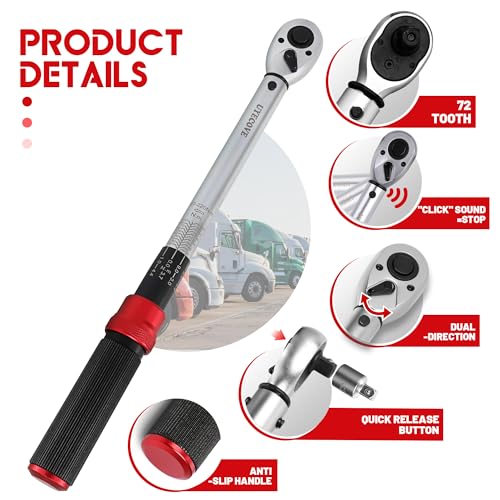 UYECOVE Drehmomentschlüssel 1/2 Zoll, 20-220Nm Drehmomentschlüssel Auto 3 Stk...