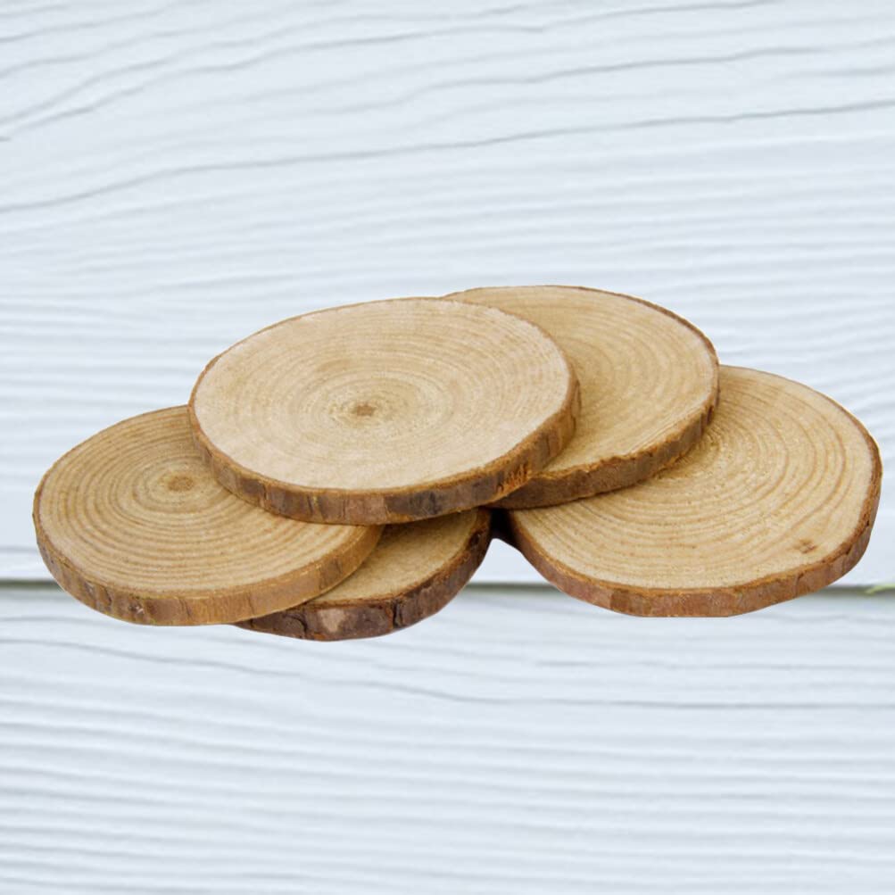 Amasawa Fette di legno naturale, 30 pezzi, rondelle di legno dischi in legno, taglio perfetto per il processo di fai da te, regalo decorazione, 6-7 cm, corda di iuta 10 m