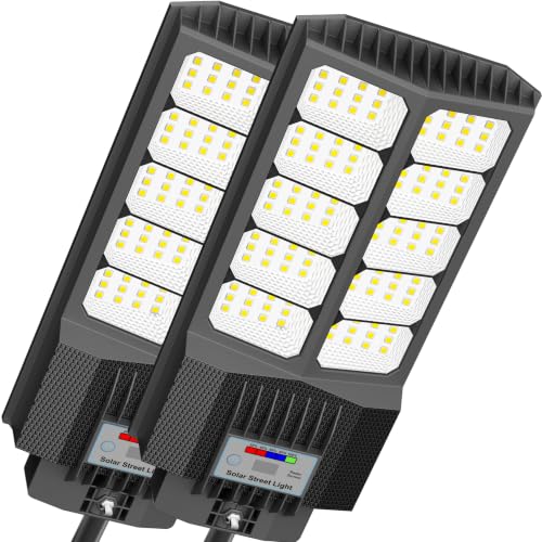 Solar Street Lights Outdoor Waterproof – LED Solar Flood Lights Outdoor Dusk to Dawn with Mention Sensor, Outdoor Solar Powered Floodlight for Parking Lot/Garden/Yard/Pathway Lighting