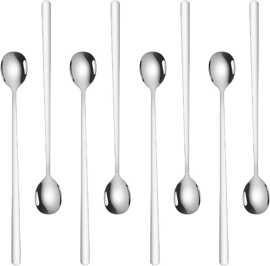 Long Handle Iced Tea Spoon, Briout 9 Inches Ice Cream Spoon, Set of 8 Premium 304 Stainless Steel Cocktail Stirring Spoons : Home & Kitchen