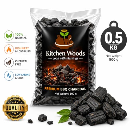 Image of Eco-Friendly Natural Wood Charcoal 500 GMS| Long Burning Coal & Air Purifier Koyla for BBQ, Grilling, Cooking, Pooja, Dhoop, Havan & Gardening | Activated Charcoal for Indoor Plants