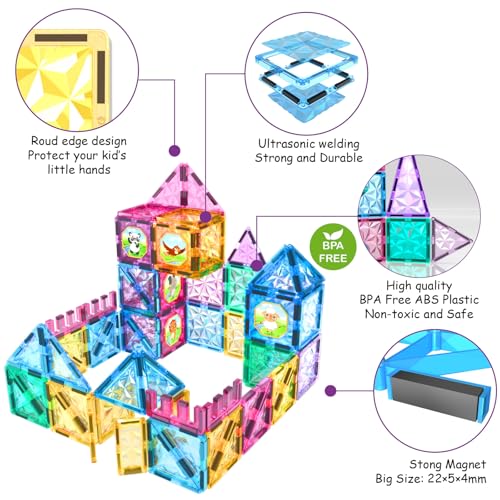  Magnetic Tiles Kids Magnetic Blocks 110PCS Building Sets - image 2