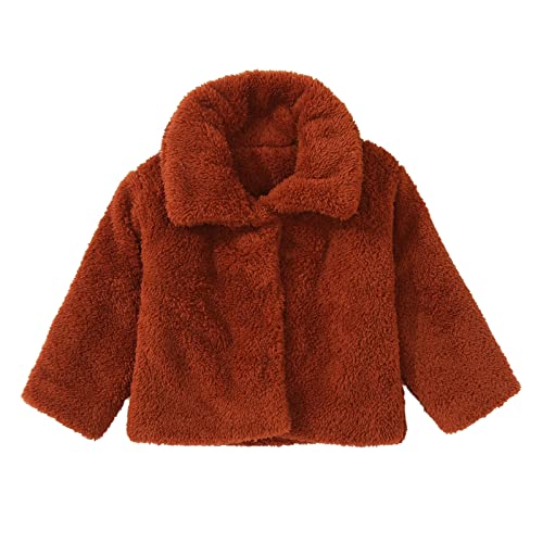 𝗣olar Fleece Windproof Jacket for Toddler Kids Lightweight Open Front Lapel Short Outerwear Shaggy Solid Coat
