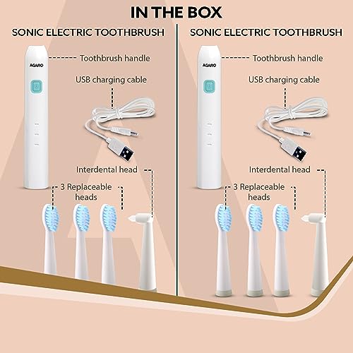 AGARO COSMIC Lite Sonic Electric Toothbrush for Adults with 6 Modes, 6 Brush Heads And 2 Interdental Head, Rechargeable with 3.5 Hours Charge... - Image 6