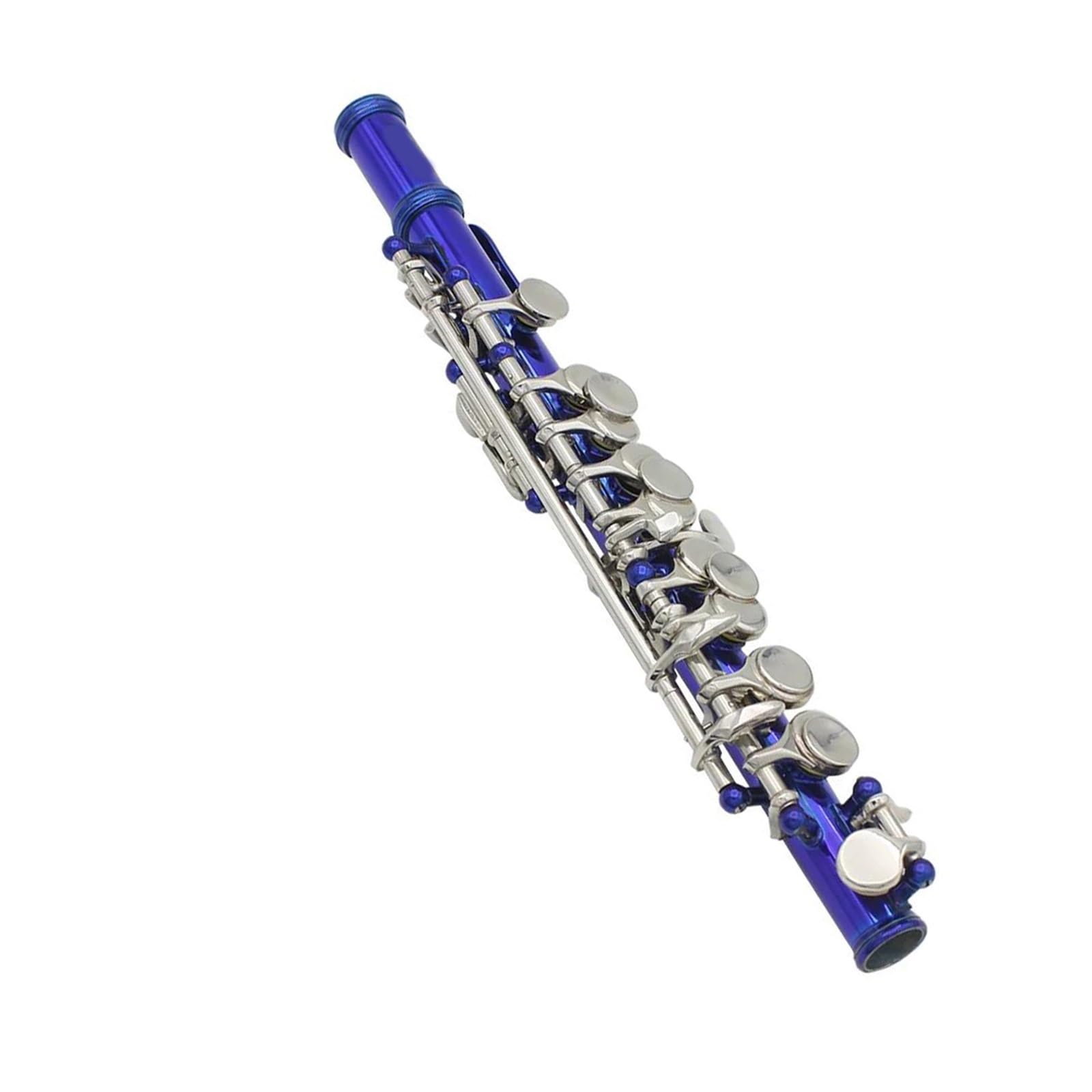 flet prosty Piccolo Professional C Key Half Size Niebieski flet Instrument z pudełkiem do wycierania części z białej miedzi Piccolo