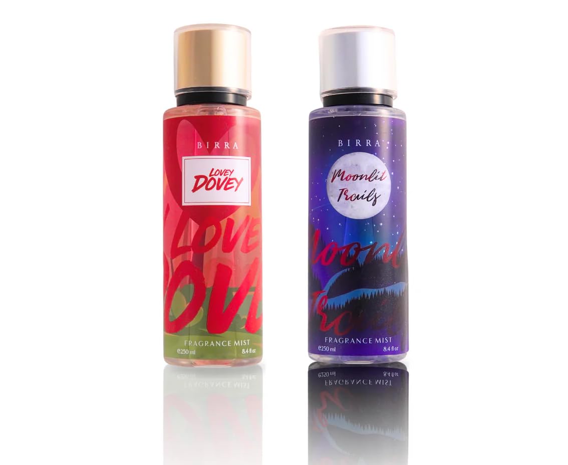 BIRRA Lovely Dovey & Moonlit Trails Body Mist for Women – Pack of 2 (250ml Each) | Refreshing & Long-Lasting Fragrance