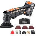TACKLIFE Oscillating Tool, 20V Max Cordless Multifunctional Tool, 2.0Ah Lithium-Ion Battery, 1 Hour Fast Charge, 6 Variable Speed for Grout Removing, Scraping, Cutting and Polishing - PMT03B