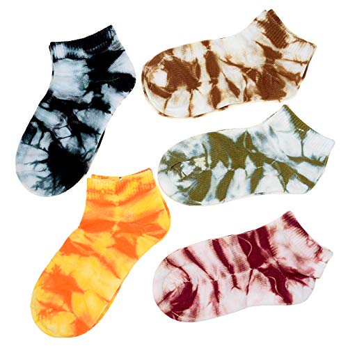 Manimepe 5 Pairs Women's Cotton Tie Dye Ankle Socks - Low Cut Novelty No Show Socks3