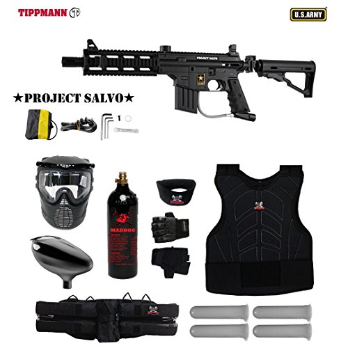 Maddog Tippmann U.S. Army Project Salvo Starter Protective CO2 Paintball Gun Package