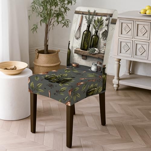 Housses de chaise de cuisine vert automne lavables - 3