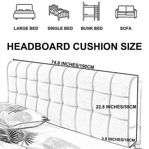 Coussin de tête de lit velours déhoussable grand format pour dossier de lit - 8