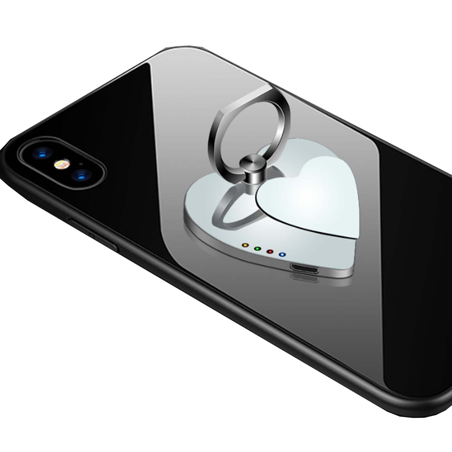 Creative Cell Phone Ring Holder 360 Degree Rotating Mini Rechargeable Lighter with LED Battery Display for Fire, Incense, Candle,Silver