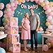 Ledido Baby Boxes with Letters for Baby Shower Decorations, 4 pcs Clear Baby Balloon Boxes Blocks for Baby Shower Decor with Letters for Boy Girl Gender Reveal Decorations Backdrop Party (Pink)