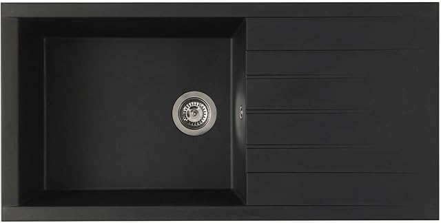 Liquida CU10BL 1.0 Bowl Composite Inset Reversible Black Kitchen Sink
