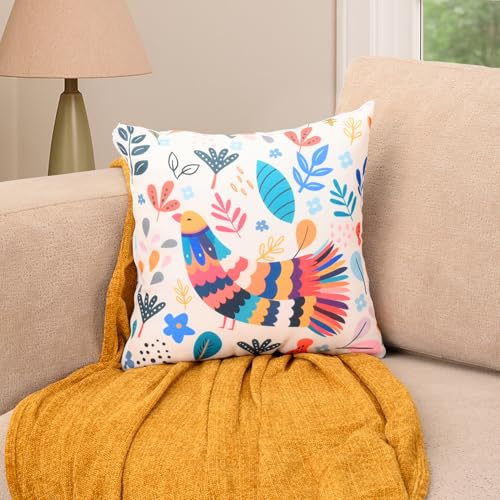 Image of Wakefit Printed Cushion Cover | 16X16 inch | Set of 5 | Multicolour Throw Pillow Covers | Machine Washable | Hello Cuties